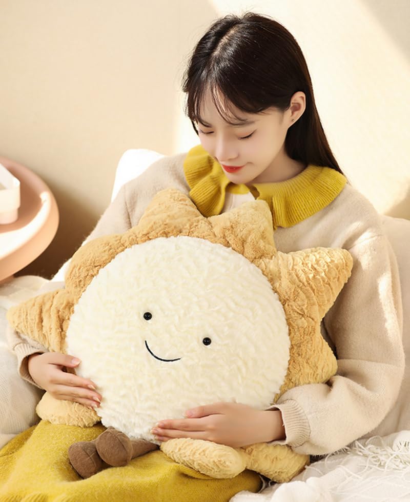 JOSON Cozy Sun Pillow Star Moon Sofa Cushion, Soft Bedside Plush Decorative Pillow, can be Used as a Birthday, for Children and Girls (15.7in, Sun)