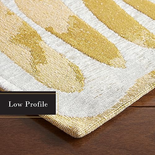 TOWN & COUNTRY LUXE Livie Matisse Cutout Everwash™ Washable Multi-Use Decorative Rug, Kitchen Runner Rug, Low-Profile Door Mat, Bedroom Rug and Dorm Room Rug with Non-Slip Backing, Gold, 24"x72"