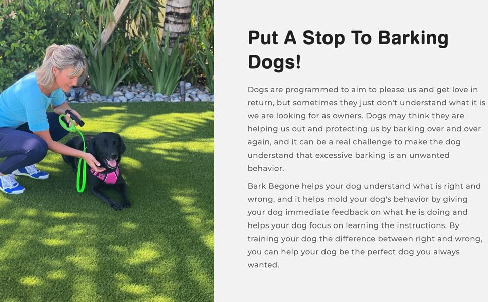 NEW 2024 Bark Begone Rechargeable Dog Trainer - Anti Barking Dog Device - New and Improved Ultrasonic Emitter - Bark Collar Alternative - Dog Bark Deterrent Device - Long Range - Correct Poor Behavior