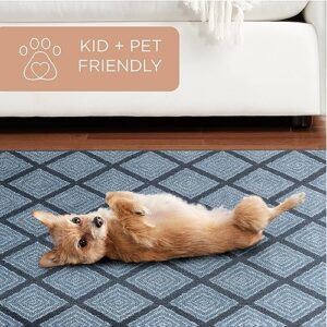 TOWN & COUNTRY EVERYDAY Rein Solid Diamond Everwash™ Washable Area Rug with Non-Slip Backing, Pet Friendly Rug, Blue, 6'6"x9'6"