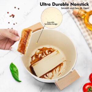 imarku Nonstick Stock Pot with Lid 6 Quart Cooking Pot Durable Soup Pot with Heat Resistant Wooden Handle Induction Cookware for All Stovetops PFOA Free Unique Christmas Gift for Men and Women