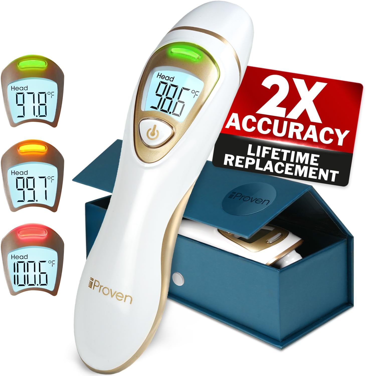 iProvèn Pro Series | Non-Touch Forehead Thermometer with Ear Function | FSA HSA Eligible | Superior Accuracy for Adults, Kids, Babies | Premium Digital Thermometer for Adults and All Ages