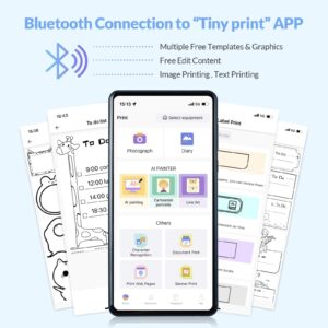 Label Maker Machine with Tape, Portable Bluetooth Label Printer, Small Smart Phone Handheld Sticker Mini Labeler Multiple Templates Font Icon Easy to Use Inkless Rechargeable F Office Home