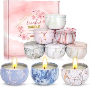 scented candles gifts for women, 9 pack 2.5 oz marble aromatherapy candle set natural soy wax stress relief gift for mother's day,christmas,birthday,valentine's day