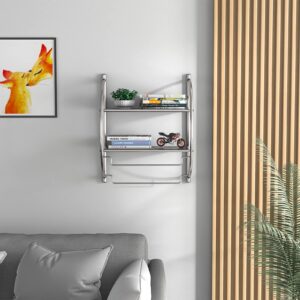 S AFSTAR 4 Pack Bathroom Towel Racks with Shelf, 2-Tier Metal Towel Racks with Leaky Design Shelves & Towel Bars, Wall Mounted Shelf Racks for Living Room Kitchen Bathroom, 18" W X 10" D X 22" H