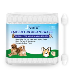 vints 60 pcs cotton dog ear cleaning swabs, pet’s ear infection treatment gourd-shaped swabs prevent accidental injuries, safer cleaning for dogs and cats– large size.100% cotton