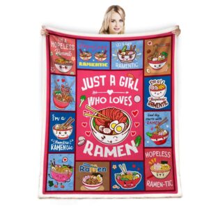 juirnost ramen throw blanket just a girl who loves ramen blanket ramen soup throw blanket ramen boba blanket gift for girls loves noodles super soft lightweight blankets 50" x 60"