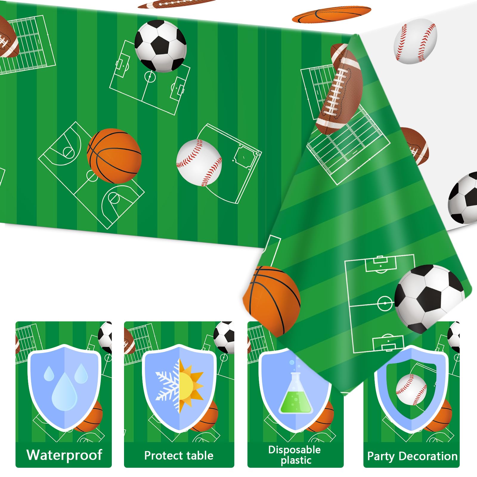 Sports Party Decorations Tableware Set All Star Plates Napkins All Sports Disposable Table Cover Baseball Football Soccer Basketball Dinnerware for Boy Birthday Party Baby Shower Decor Supplies