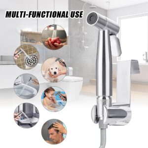 MUMENG Handheld Bidet Sprayer for Toilet Kit,Adjustable Water Pressure,Stainless Steel Diaper Sprayer Set,Hand Held Head for Personal Hygiene and Pets Cleaning with Retractable Spring Hose and Holder