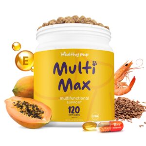 dog multivitamin supplement - 120 soft chew dog vitamins and supplements with omega, probiotics, glucosamine, and more - for small, large, and senior dogs