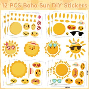 Erweicet Boho Sun Party Favors 72 PCS Sunshine Slap Bracelet Boho Rainbow Temporary Tattoos DIY Stickers Keychain Plastic Straws Gift Bags for Kids Sun Theme Birthday Party Baby Shower