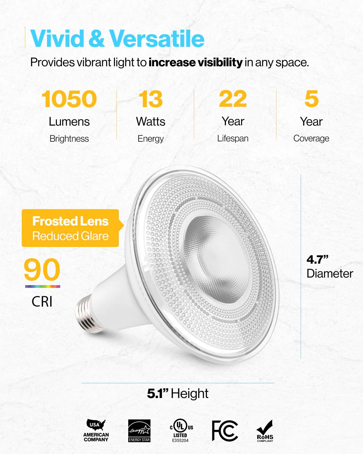 Sunco 12 Pack Outdoor LED Flood Home Residential Patio Driveway Light, Waterproof PAR38 LED Bulb, CRI90 5000K Daylight Dimmable, 100W Equivalent 13W,Wet-Rated, 1050 Lumens, E26 Base - UL