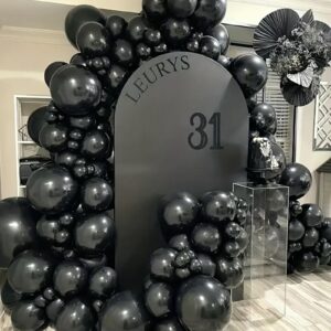 140pcs Balloon Arch Kit, Black Balloons of Different Sizes Pack of 18 12 10 5 Inch Party Balloon Kit for Birthday Party or Balloon Arch as Graduation Wedding Baby Shower Anniversary Party