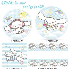 Cinnamoroll Birthday Decorations, 20 Plates, 20 Napkins and 1 Tablecover for Boys Girls Party Supplies