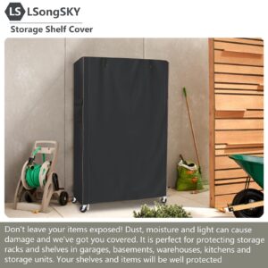 LSongSKY Shelf Cover Waterproof,Shelf Covers for Wire Shelving,Waterproof Heavy Duty Storage Shelves Cover,Keep Garage,Closet,Kitchen,Yard Neat,Fits Racks 48" W x 18" D x 72" H,Black