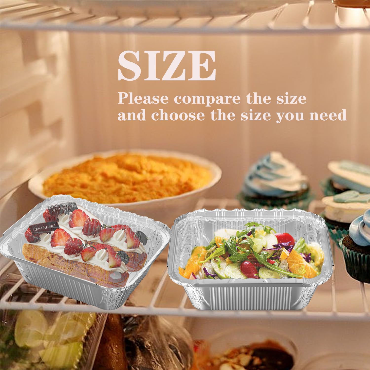 iHomeSet 60 Pack 1 lb Rectangular Disposable Aluminum Foil Pan 16 oz Take Out Food Containers with Clear Plastic Dome Lids, for Catering, Baking, Roasting Food