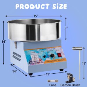 WHALEMOTOR Commercial Cotton Candy Machine, Blue Electric Cotton Candy Maker Machine for Family Events, Candy Floss Machine for Kids, Birthday Party Outside, Ballgames, Church