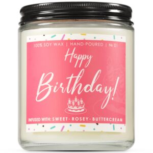 Birthday Candles, Birthday Gifts, Happy Birthday Candle Gifts for Women, Unique Sister Birthday Gifts, Vanilla Sugar Birthday Cake Scent Candles Gift Ideas for Women, Girls, Her, Mom, Best Friend, 7oz