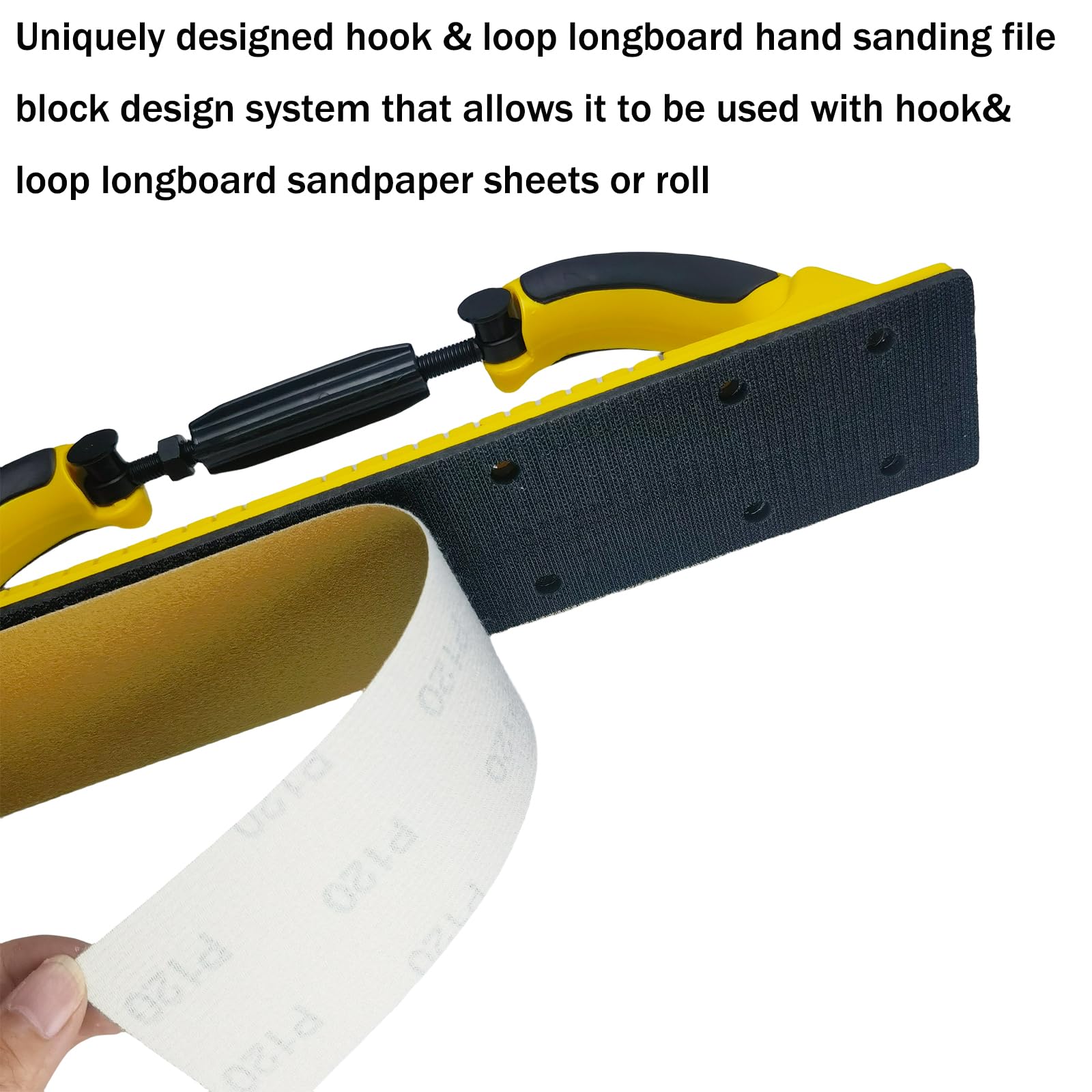 Toromp 2-3/4" x 15-3/4" Adjustable Radius Flex Longboard Hand Sanding File Block with Hook & Loop Backing - Use Continuous Rolls or Sandpaper Sheets for Automotive, Woodworking