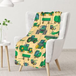 Tractor Blanket - Soft, Fuzzy & Warm - 40"x50" Small Blanket for Couch, Sofa - Green Cute Throw Gifts for Boys