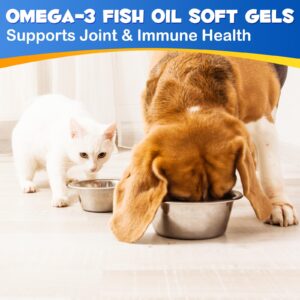 Omega-3 Pet, Salmon Oil Soft Gels for Dogs and Cats (120pcs)- Skin and Coat Health Supplement with EPA & DHA Fatty Acids, Omega-3 Fish Oil Pills Treats for Pet Shedding, Skin Allergy, Itch Relief