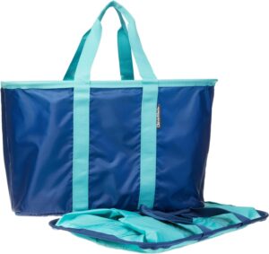 clevermade snapbasket 30l collapsible tote - navy/teal, pack of 2