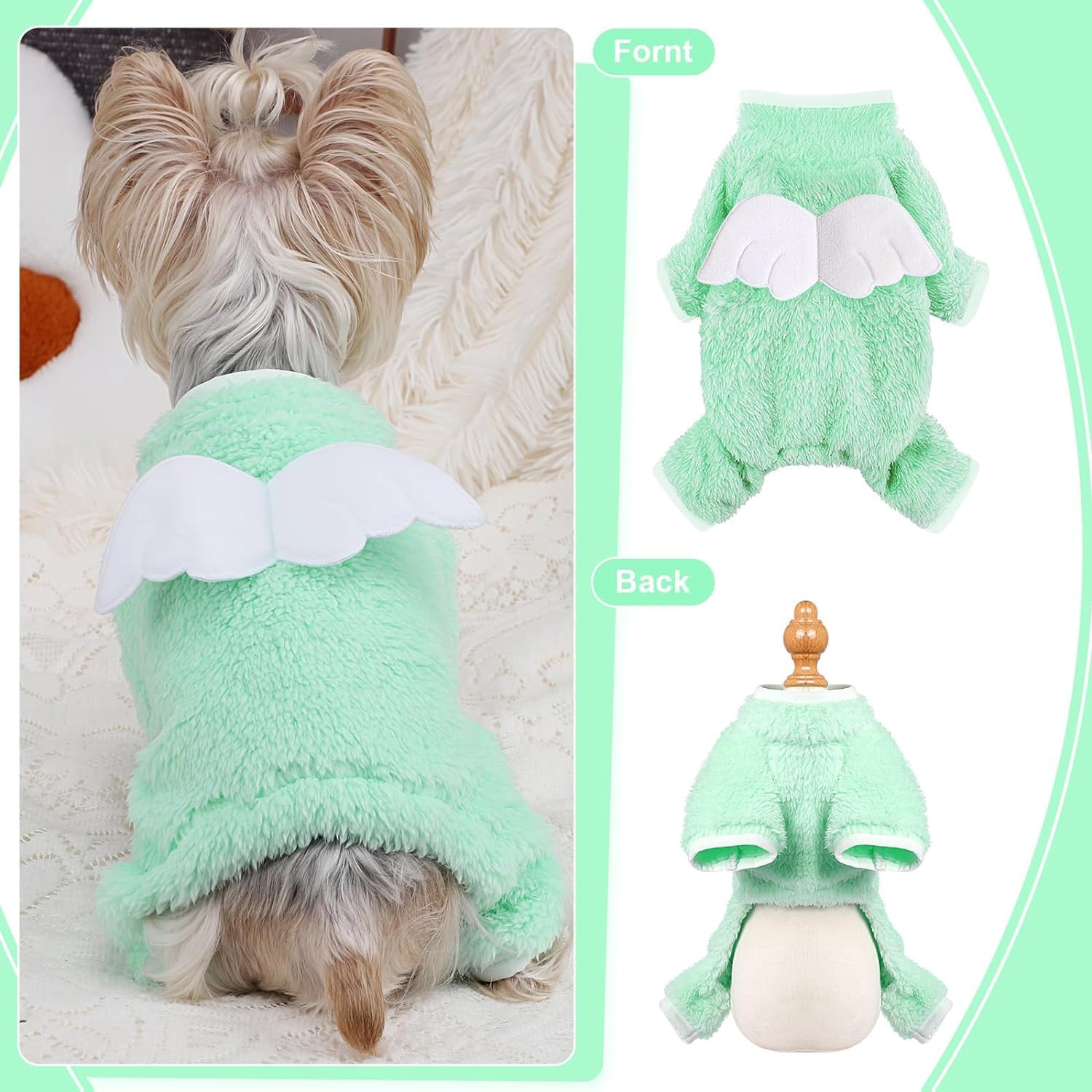 Small Dog Sweater - St. Patrick's Day Dog Pajamas Pjs 4-Legged Onesie Dog Sweaters for Small Dogs - Dog Clothes for Small Dogs - Pet Clothes Fleece Turtleneck Sweater for Dogs