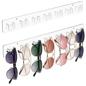 maxgear sunglasses organizer 2 pack, wall mounted glasses holder, clear acrylic display rack for multiple eyeglasses organizer, ideal for home and office, 14 slots