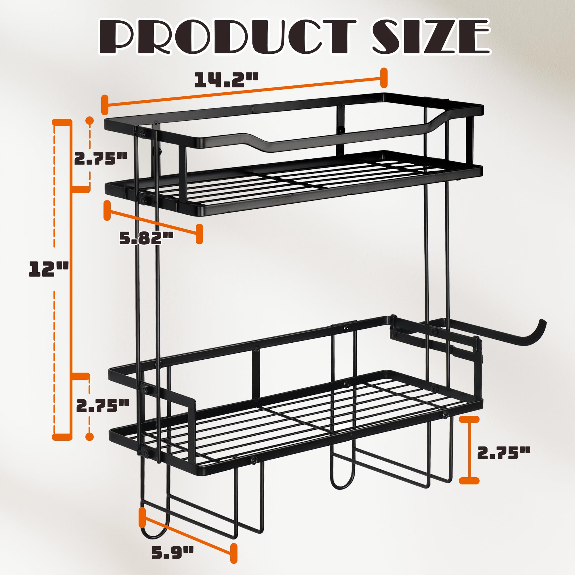 Alytree 2-Tier Toilet Storage Rack, Bathroom Organizers and Storage Over Toilet with Paper Holder, Bathroom Wall Mounted for Space Saver with Non-Trace Adhesive & Nails