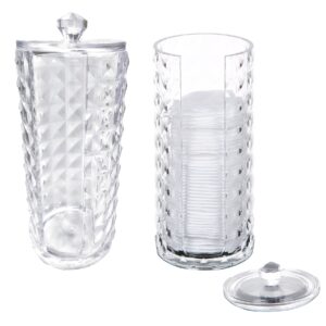 miao yuan 2pcs cup holders with lid, transparent acrylic storage container for disposable cups bathroom mouthwash cups, clear jar for storage of makeup cotton pads, powder puff storage organizer