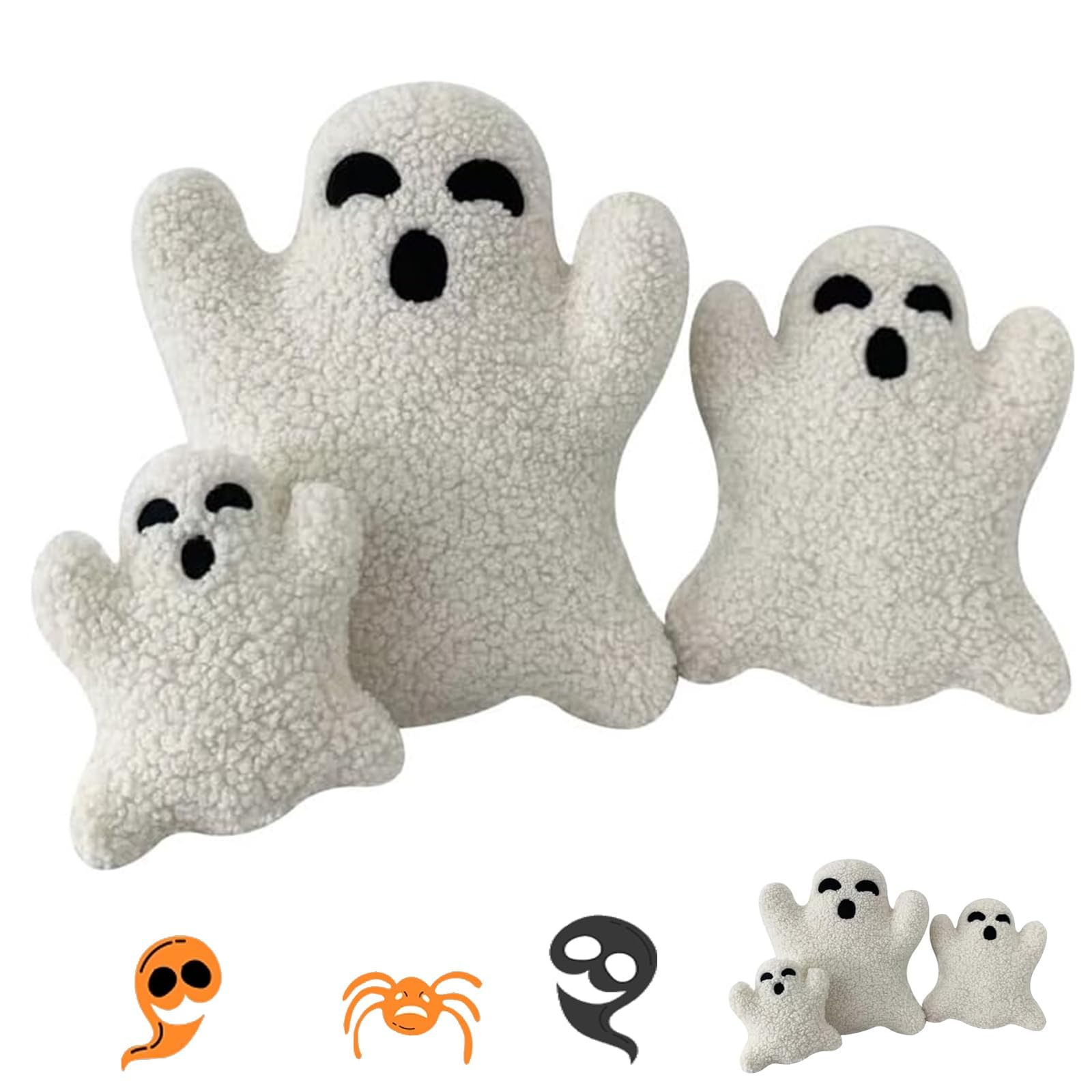 PTAEXCEL Ghost Pillow, Cute Ghost Plush Ghost Shaped Pillow, Ghost Decorative Throw Pillow, Ghost Spooky Pillows, Ghost Stuffed Animal for Sofa Bed Holiday Party Children Gift.