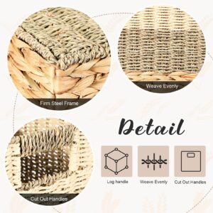 6 Pack Natural Wicker Storage Cubes Baskets 12 x 12 Wicker Basket Laundry Organizer for Cube Shelf, Foldable Square Baskets with Built in Handles for Shelves Decor Inserts