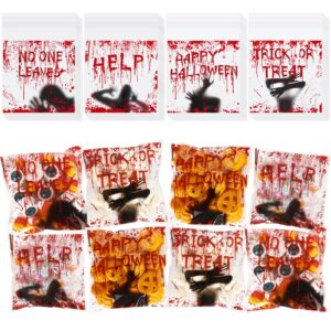 whaline 320pcs halloween self adhesive clear cookie treat bags bloody ghost plastic gift bags scary candy goodies bags for halloween trick or treat party gift wrapping supplies