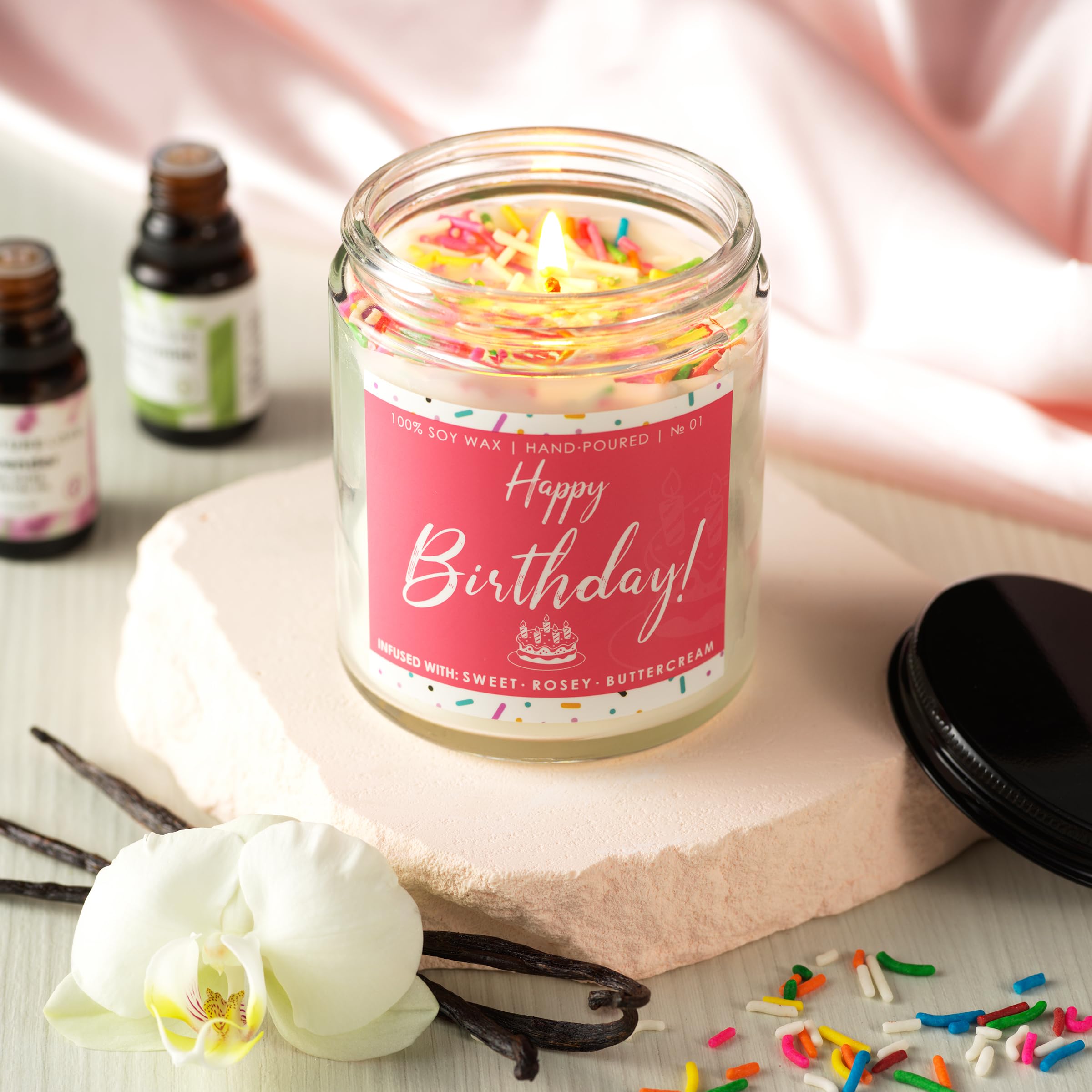 Birthday Candles, Birthday Gifts, Happy Birthday Candle Gifts for Women, Unique Sister Birthday Gifts, Vanilla Sugar Birthday Cake Scent Candles Gift Ideas for Women, Girls, Her, Mom, Best Friend, 7oz