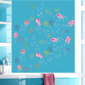 Jellyfish Bubbles Wall Stickers Under The Sea Ocean Wall Decals Bedroom Bathroom Baby Nursery Wall Decor Birthday Party Backdrop for Boys Girls