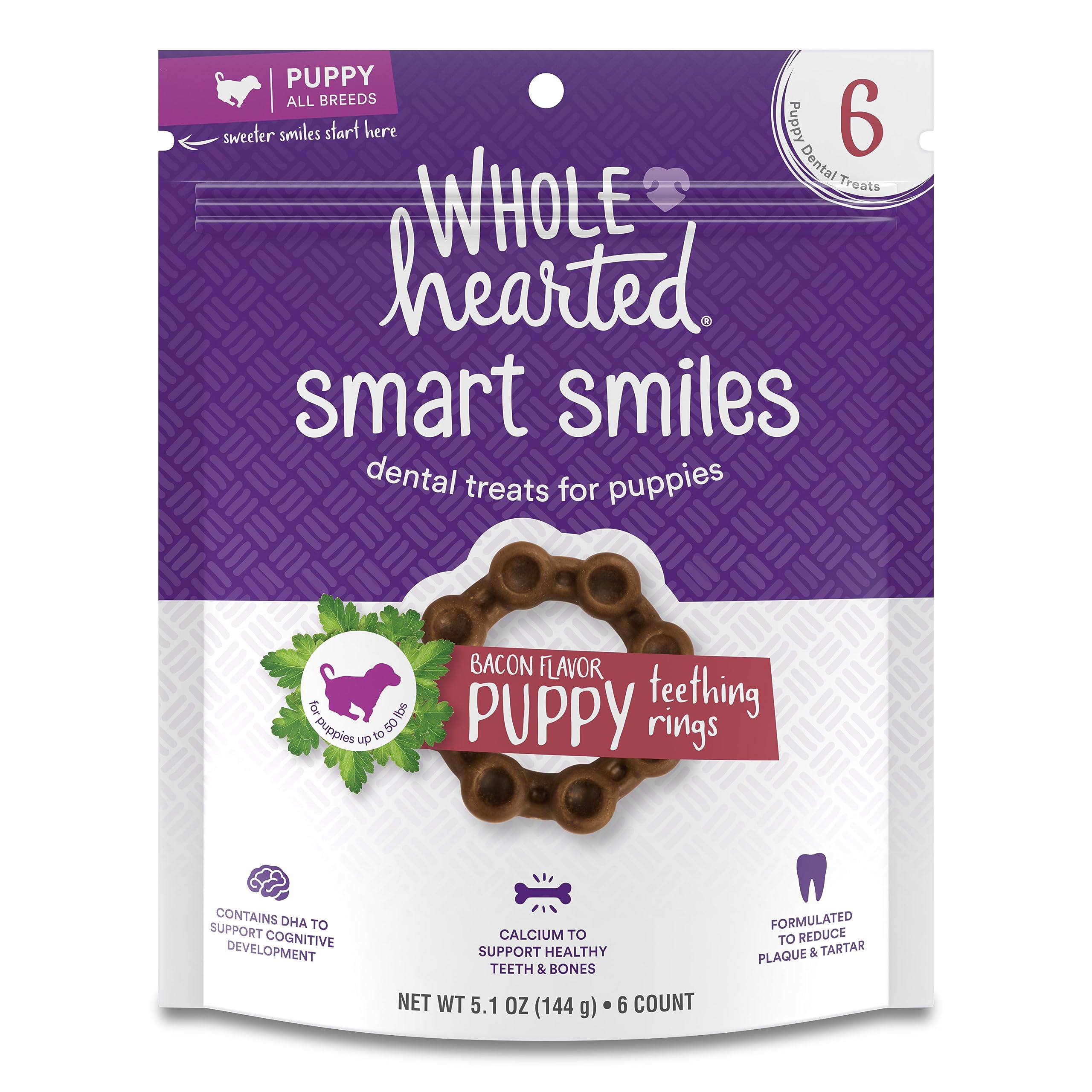 WholeHearted Smart Smiles Bacon Flavor Puppy Dental Ring 5.1 oz