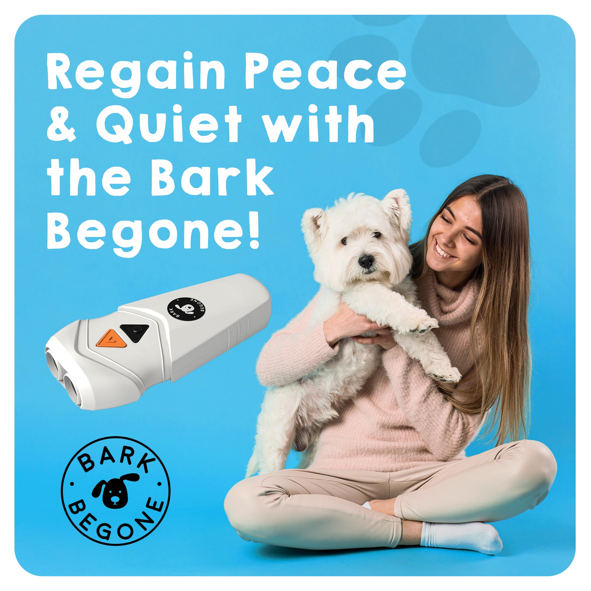 NEW 2024 Bark Begone Rechargeable Dog Trainer - Anti Barking Dog Device - New and Improved Ultrasonic Emitter - Bark Collar Alternative - Dog Bark Deterrent Device - Long Range - Correct Poor Behavior