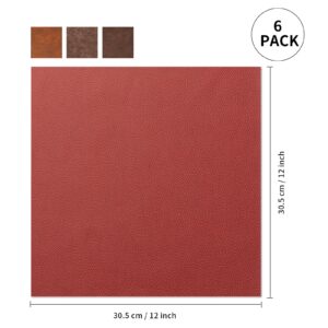 PYD Life 6 Pack Faux Leather Sheets 12" x 12" Red for Glowforge Xtool Laser Engraving,Leather Patches for Silhouette Curio 2 Foil Transfer Leather Craft