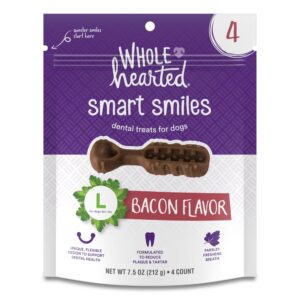 wholehearted smart smiles bacon flavor large dog dental treats 7.5 oz. count of 4