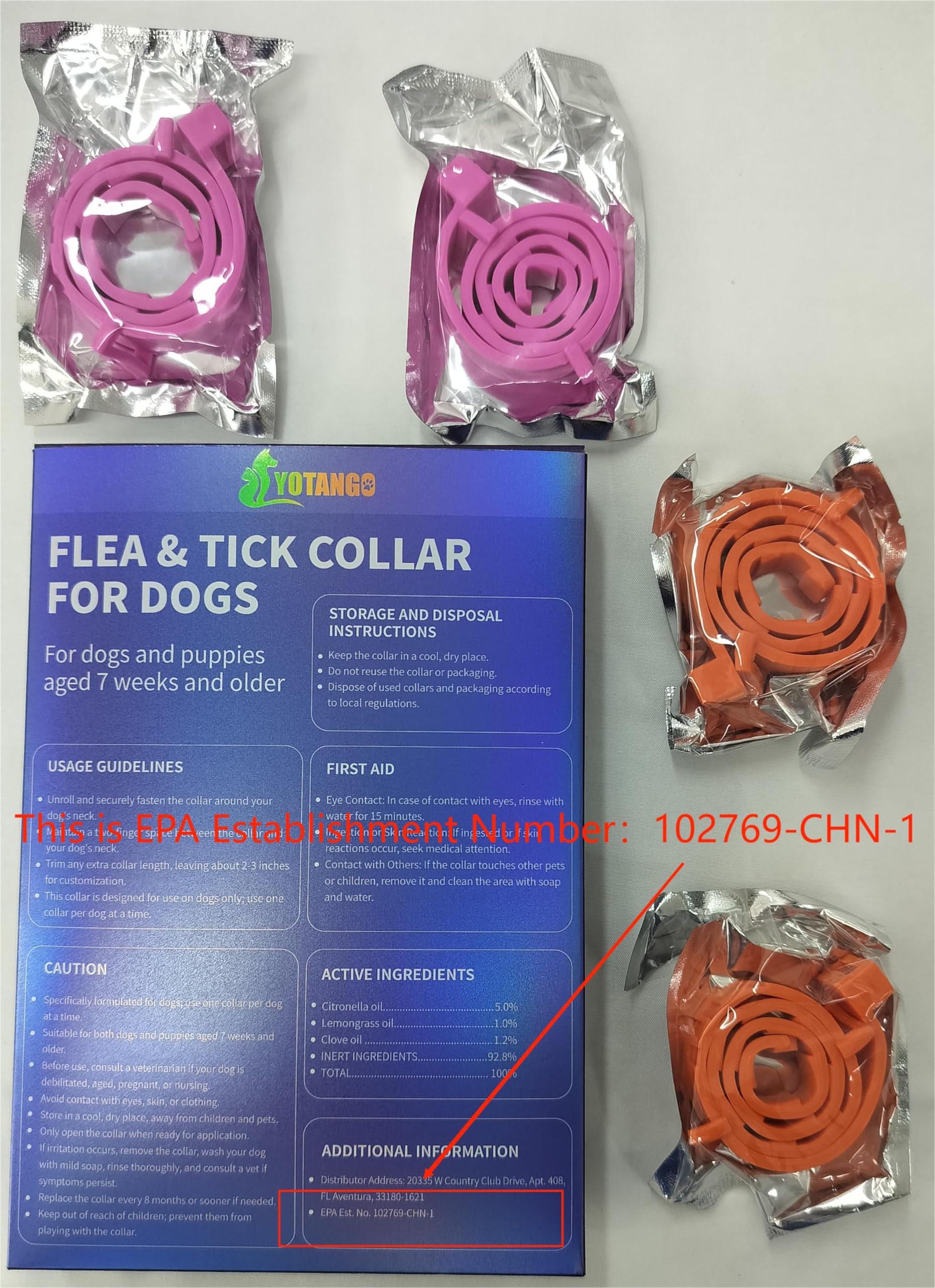 4 Pack Flea Collar for Dogs, 32 Months Flea and Tick Prevention for Dogs, Adjustable Flea and Tick Collar for Dogs Puppies, Waterproof Dog Flea Collar, Natural Dog Flea and Tick Treatment(Pink&Orange)