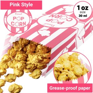 CUSINIUM 1oz Pink Paper Popcorn Bags (100-pack) - Carnival Theme - Customizable