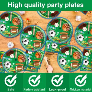 Sports Party Decorations Tableware Set All Star Plates Napkins All Sports Disposable Table Cover Baseball Football Soccer Basketball Dinnerware for Boy Birthday Party Baby Shower Decor Supplies