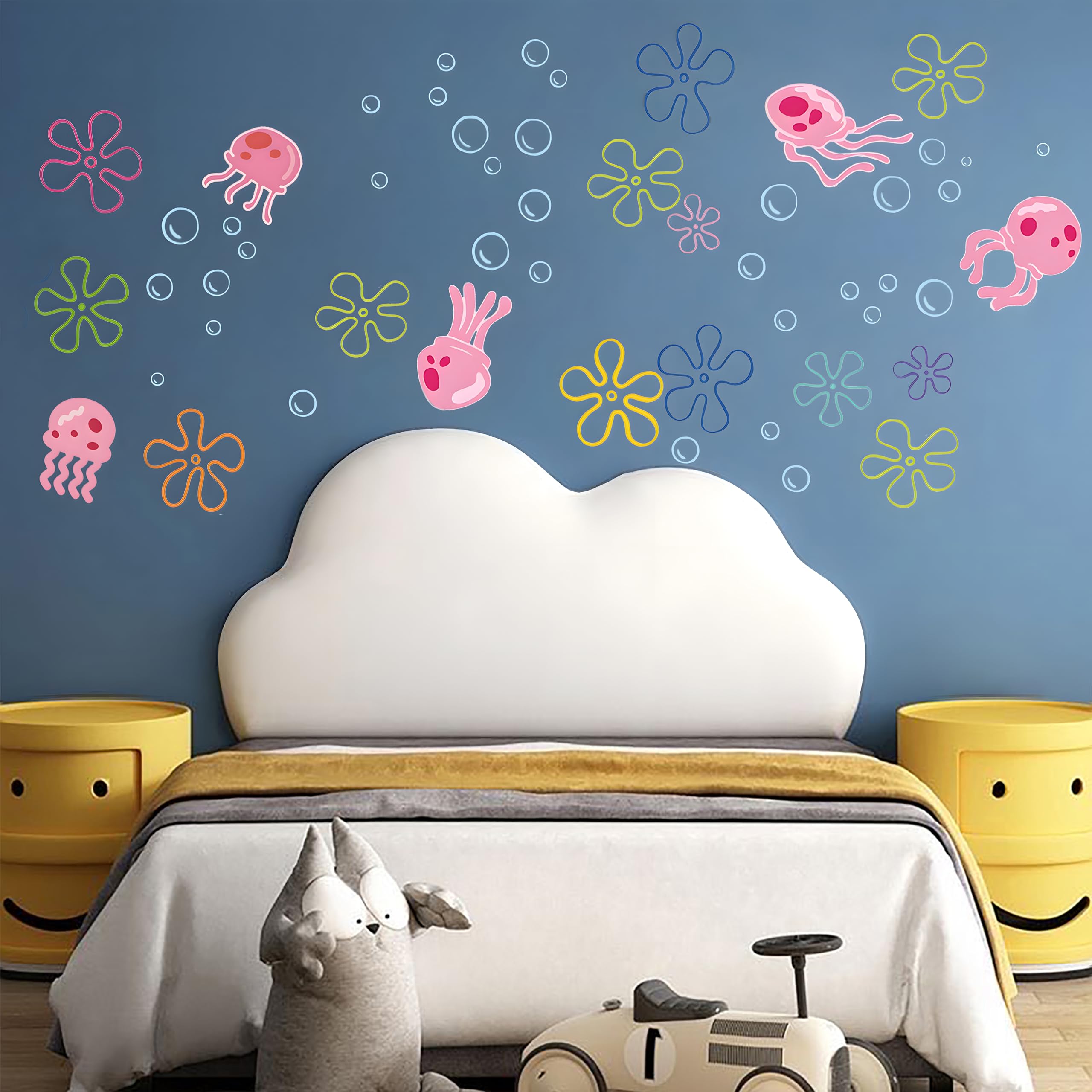 Jellyfish Bubbles Wall Stickers Under The Sea Ocean Wall Decals Bedroom Bathroom Baby Nursery Wall Decor Birthday Party Backdrop for Boys Girls