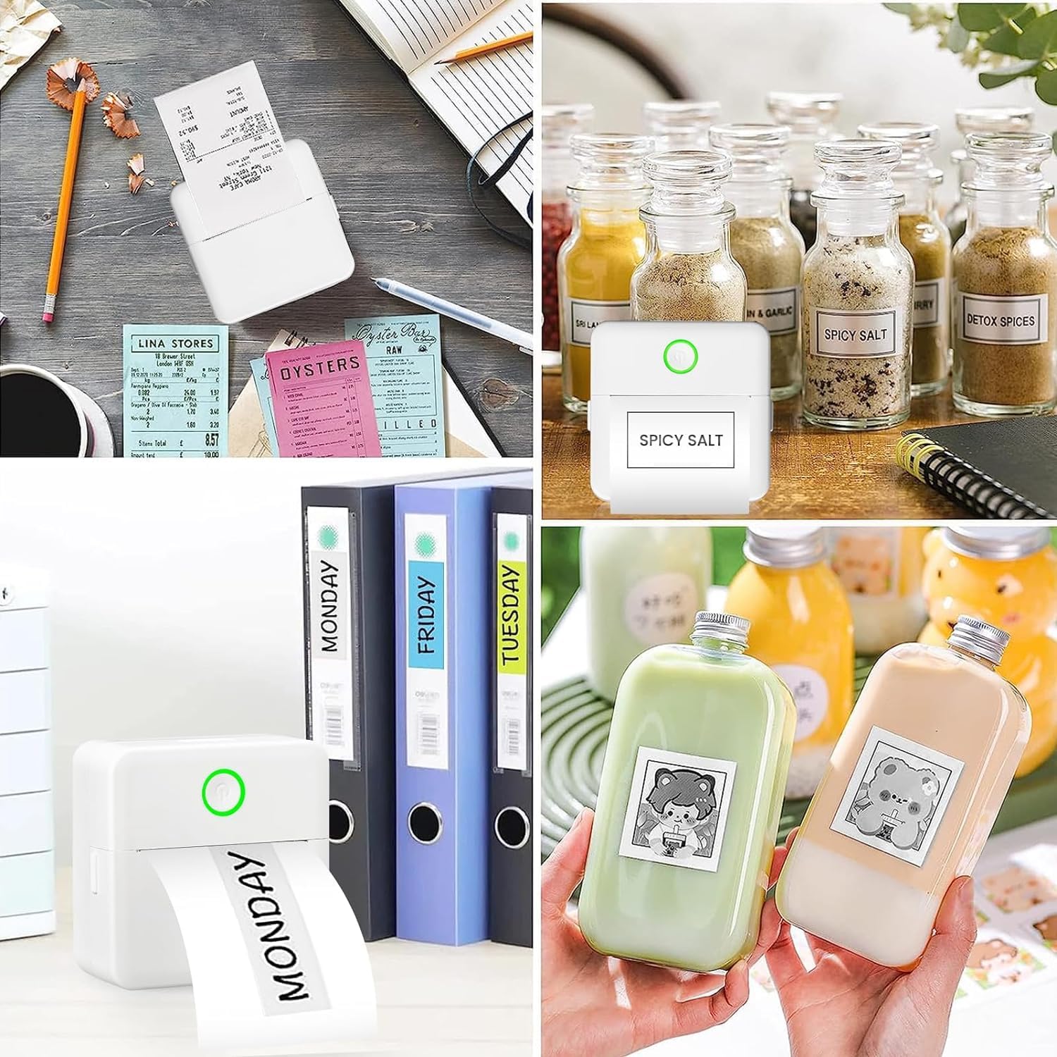 Label Maker Machine with Tape, Portable Bluetooth Label Printer, Small Smart Phone Handheld Sticker Mini Labeler Multiple Templates Font Icon Easy to Use Inkless Rechargeable F Office Home