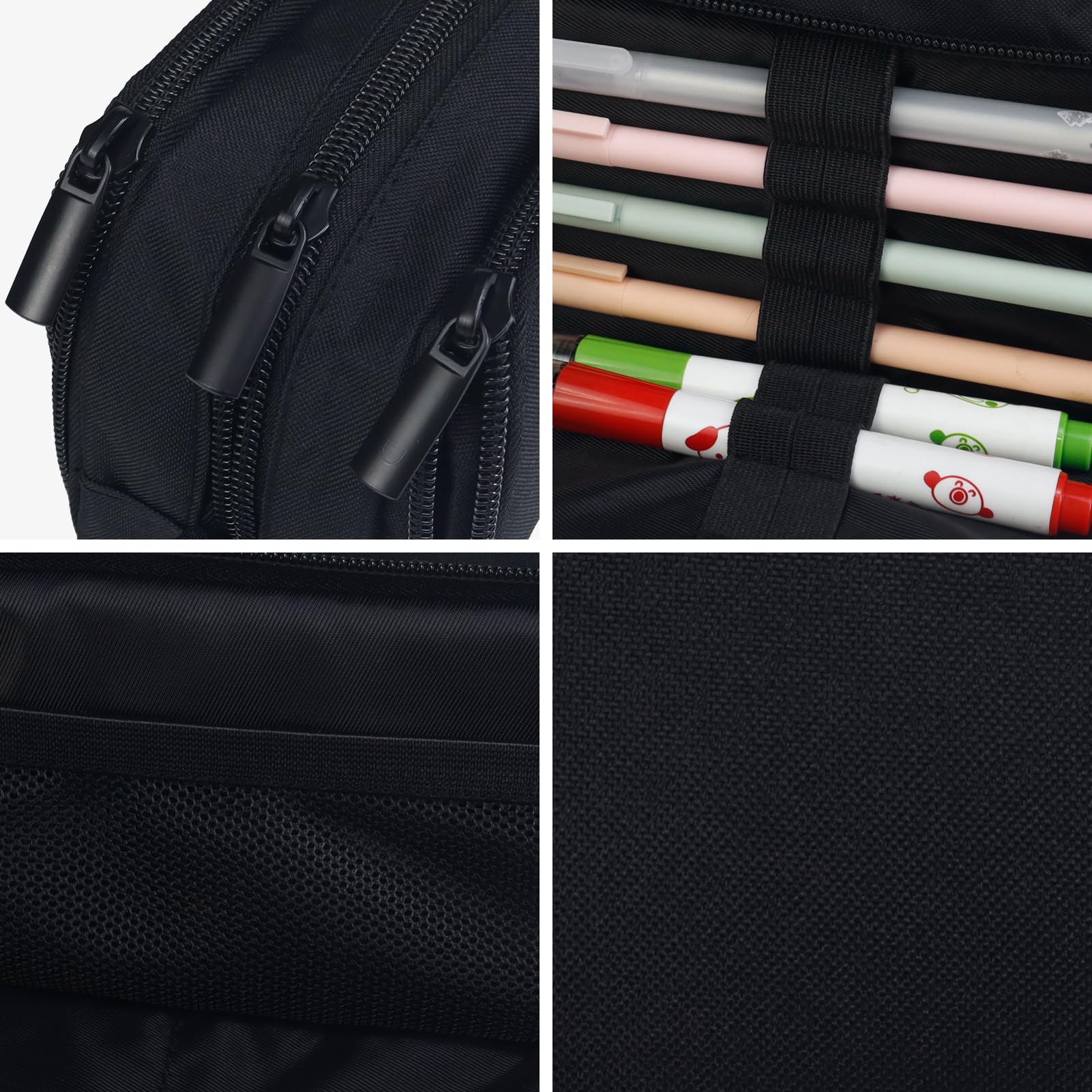 Moyad Large Capacity Pencil Case Big Pen Pouch with Multiple Compartments Pencils Organizer Bag for Adults Office College, Black