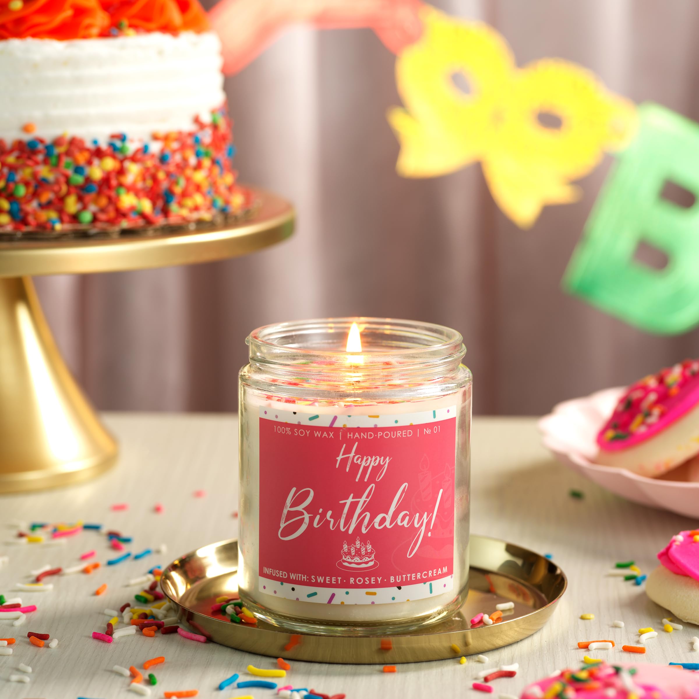 Birthday Candles, Birthday Gifts, Happy Birthday Candle Gifts for Women, Unique Sister Birthday Gifts, Vanilla Sugar Birthday Cake Scent Candles Gift Ideas for Women, Girls, Her, Mom, Best Friend, 7oz