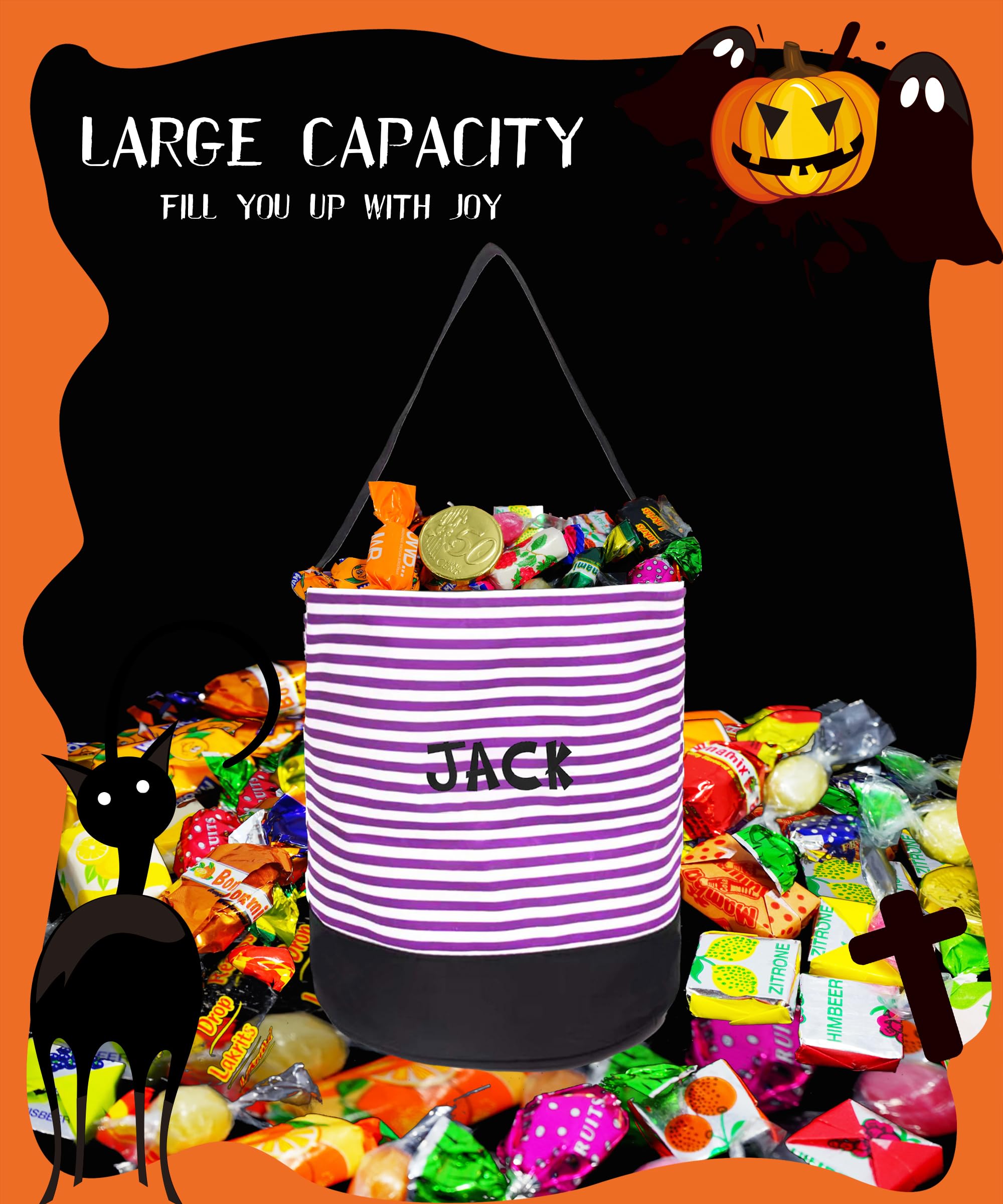 Halloween Trick or Treat Bag,Halloween Baskets,Halloween Candy Buckets for Kids,Halloween Treat Baskets,Goody Bags,Gift Bags for Halloween Parties