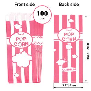 CUSINIUM 1oz Pink Paper Popcorn Bags (100-pack) - Carnival Theme - Customizable