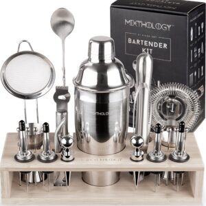 mixology bartender kit | 31 piece professional bartender set by mixthology - bar tools, accessories, and bar sets for the home by bartenders. gift the perfect cocktail shaker