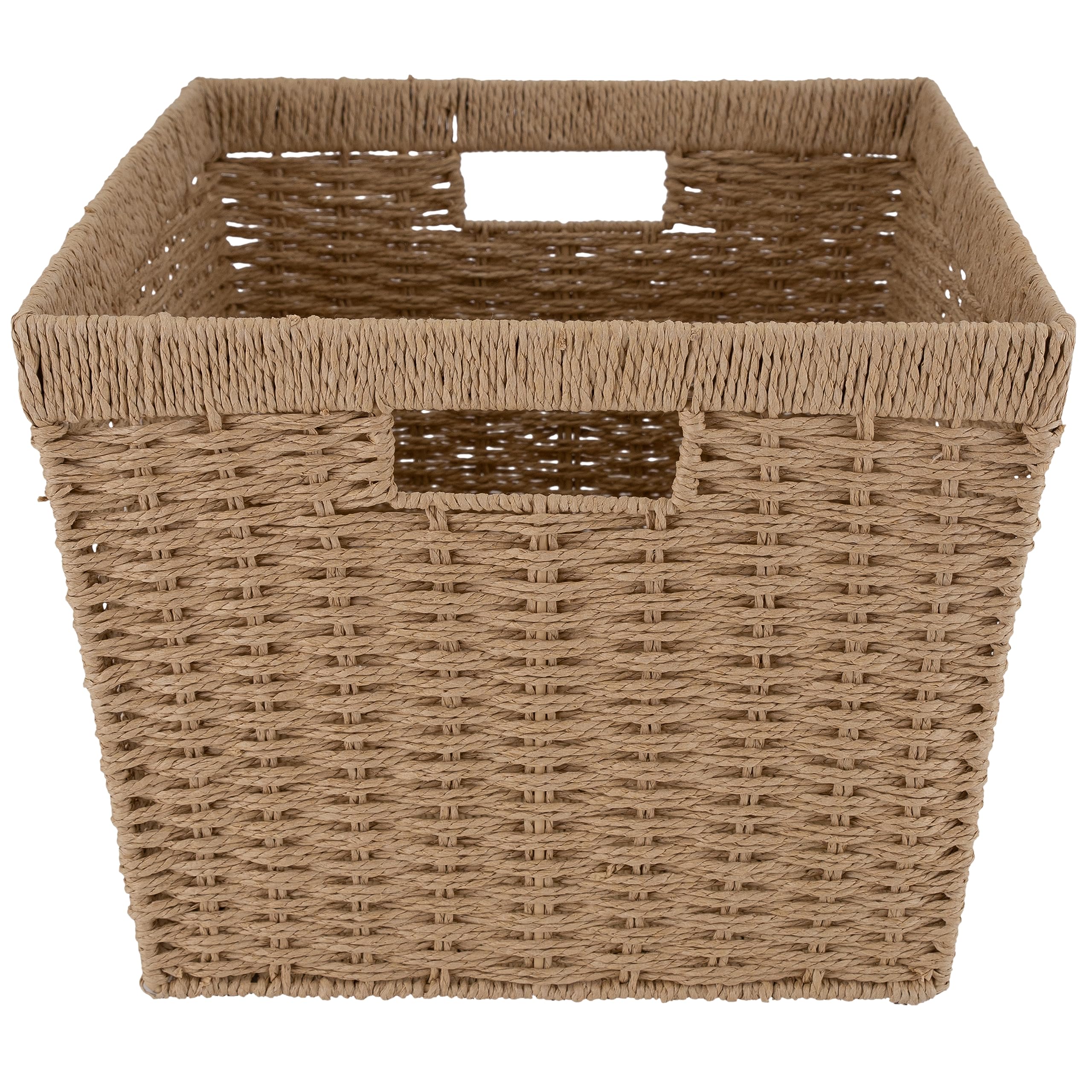 Simplify Dutch Weave Small Storage Basket | Dimensions: 12"x 10"x 8" | Dutch Weave Design | Storage Organization | Paper Rope Material | Great Closets | Display